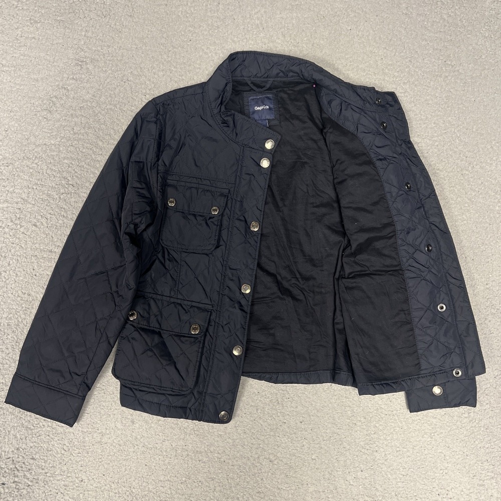 Gap Kids Jacket Youth Sz M (8) Blue Diamond Quilted Insulated Utility Coat Chore